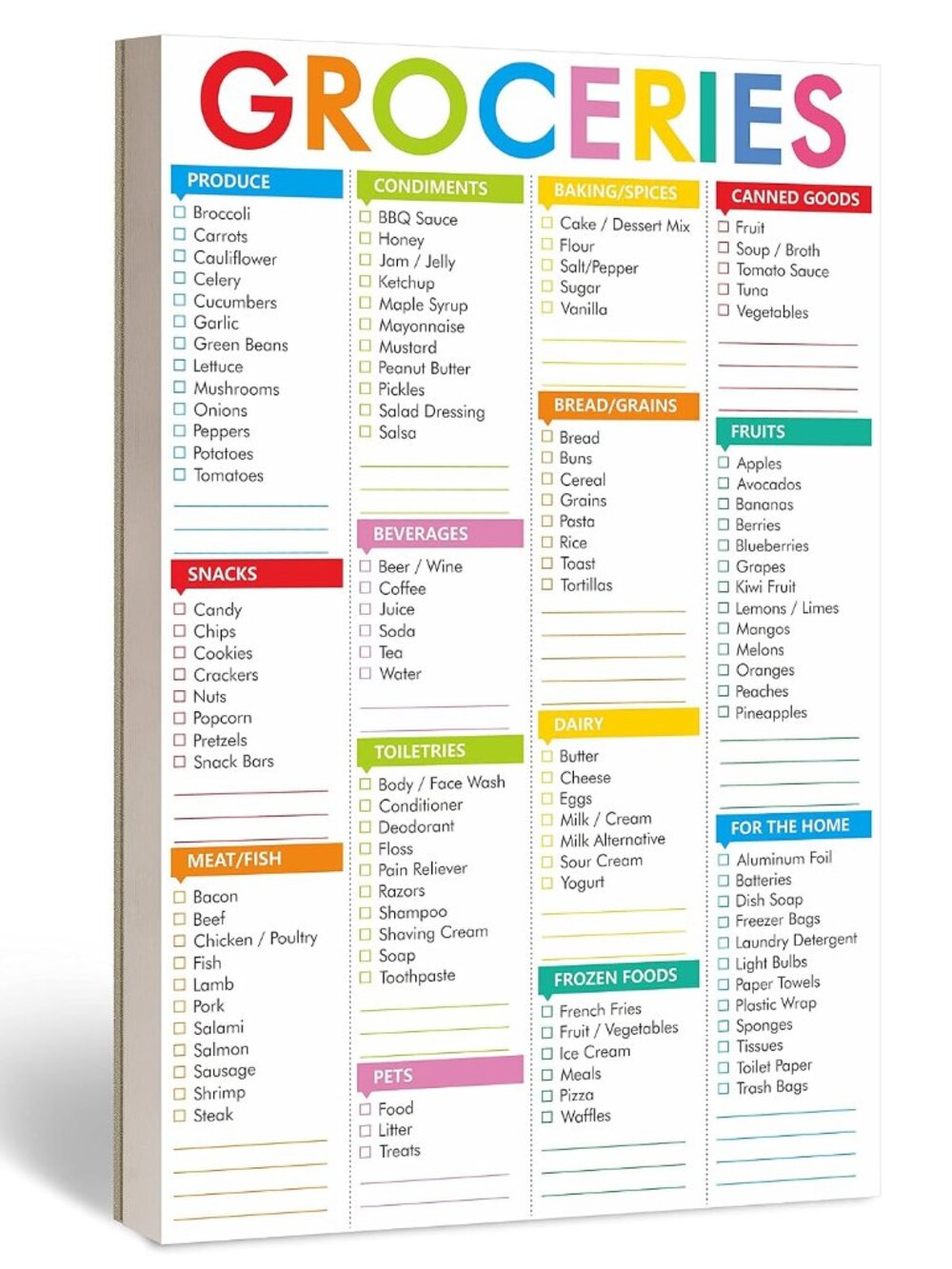 Hebayy 90 Sheets Fastcheck Grocery List Magnet Pad, 110 Printed Common Food for